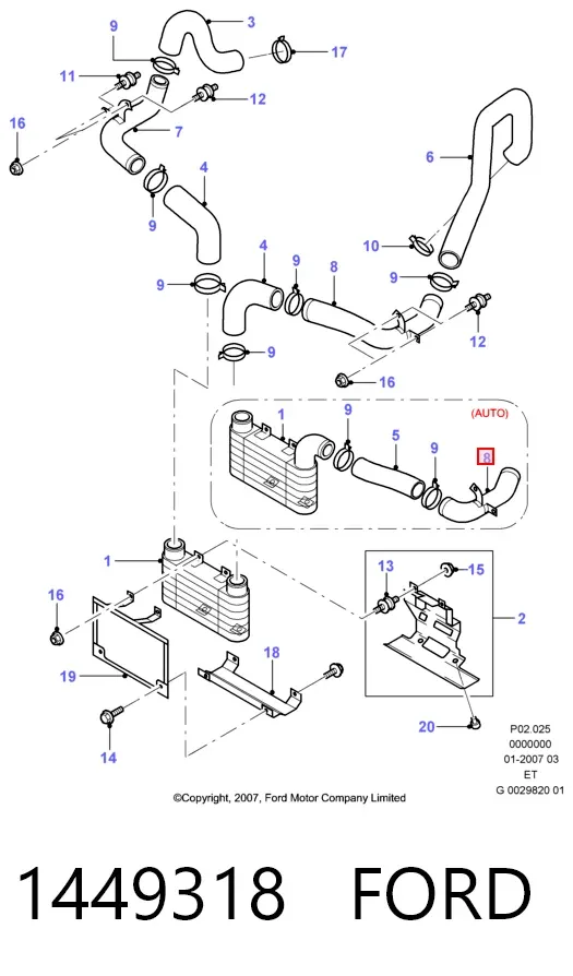 Cano derivado de ar, saída de filtro de ar 1449318 Ford