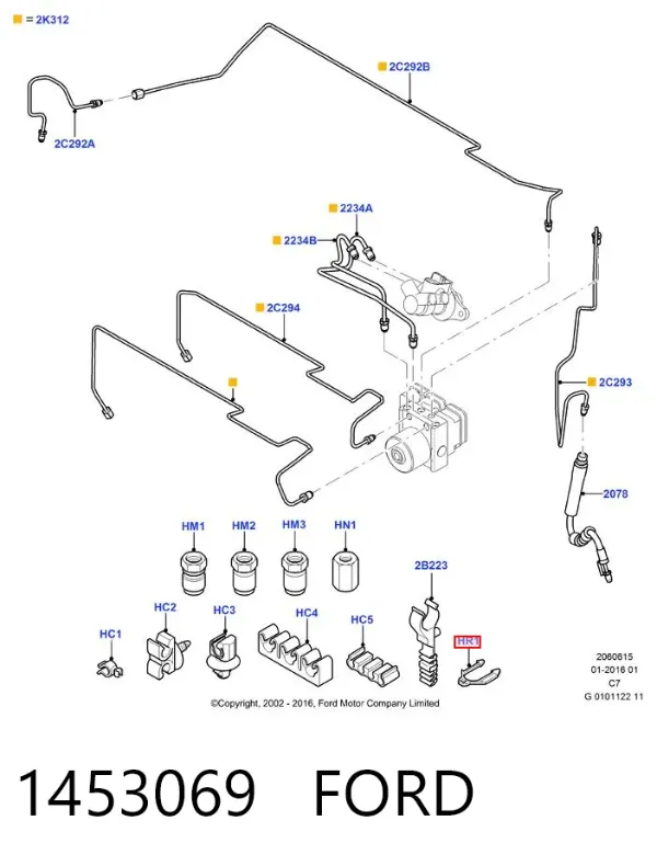 Braçadeira de fixação do freio de mangueira 1453069 Ford
