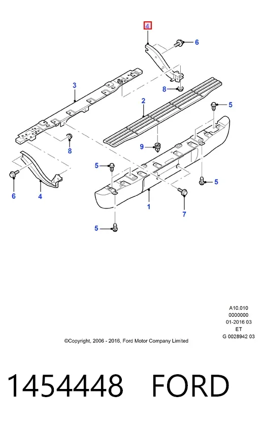 Consola direita do pára-choque traseiro 1454448 Ford