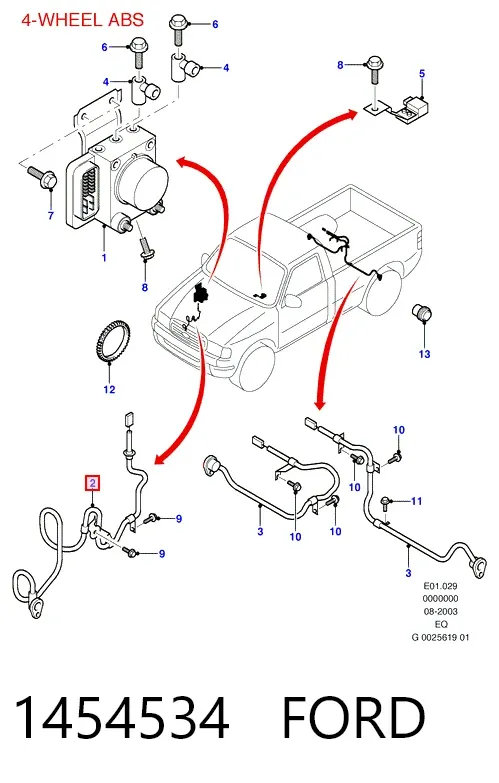 Sensor ABS dianteiro direito 1454534 Ford