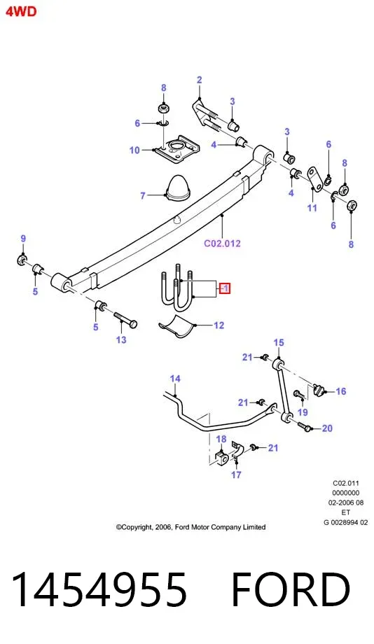 Estribo da suspensão de lâminas 1454955 Ford