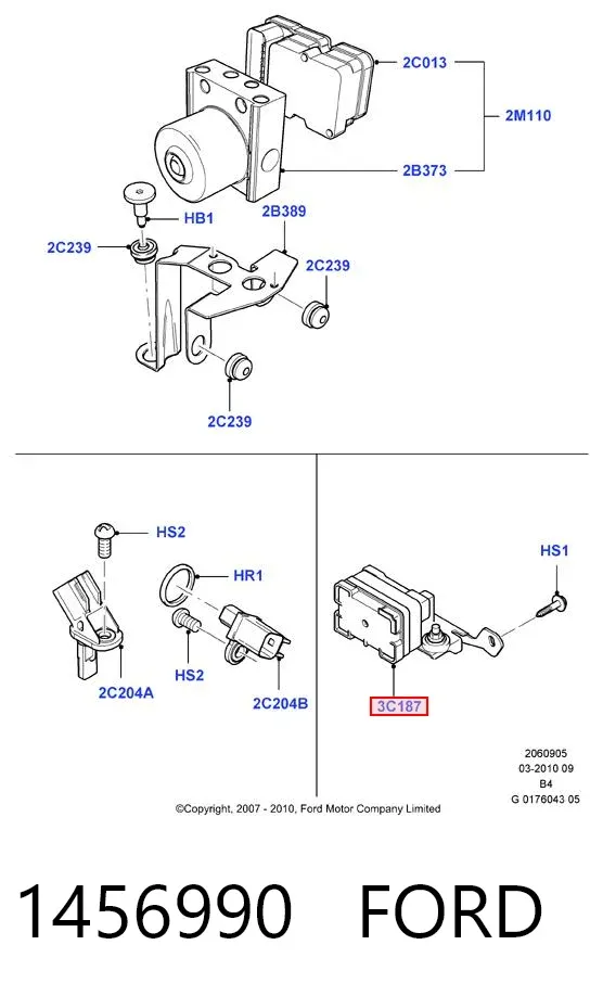 Sensor de aceleração longitudinal 1456990 Ford