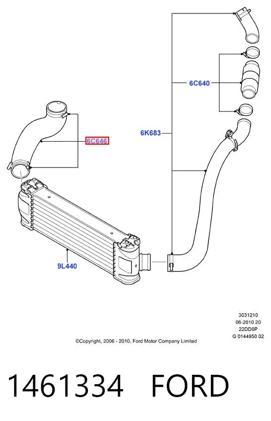 Mangueira (cano derivado) de intercooler 1461334 Ford