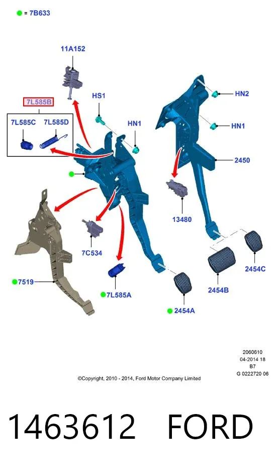 Mola de pedal de embraiagem 1463612 Ford