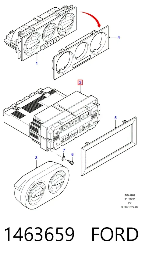 Unidade de controlo dos modos de aquecimento/condicionamento 1463659 Ford