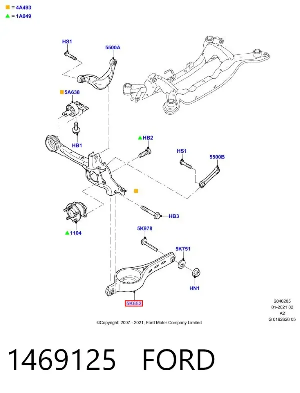 Braço oscilante inferior esquerdo de suspensão traseira/direita 1469125 Ford