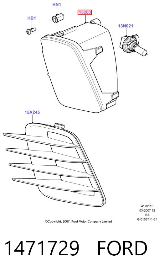 Luzes de nevoeiro direitas 1471729 Ford