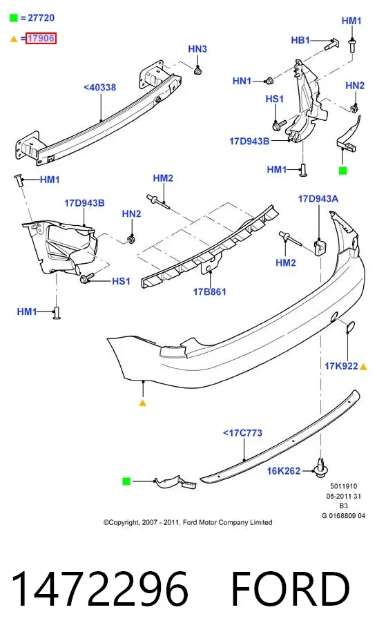 Pára-choque traseiro 1472296 Ford