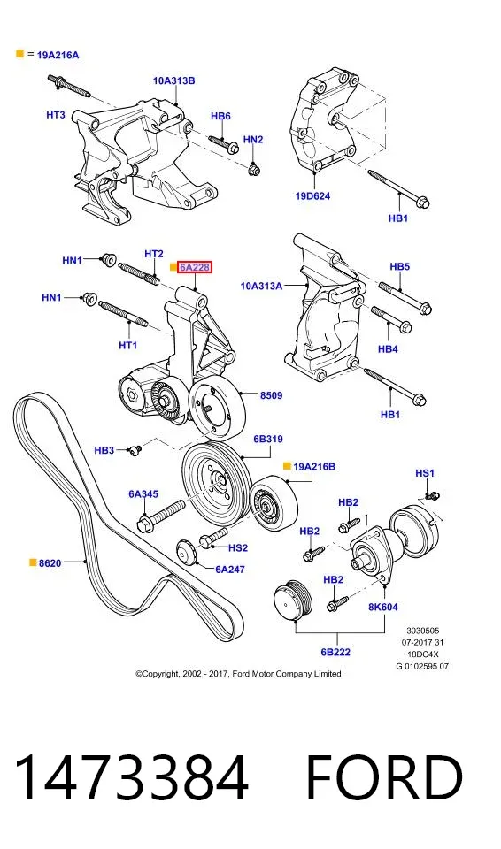 Reguladora de tensão da correia de transmissão 1473384 Ford