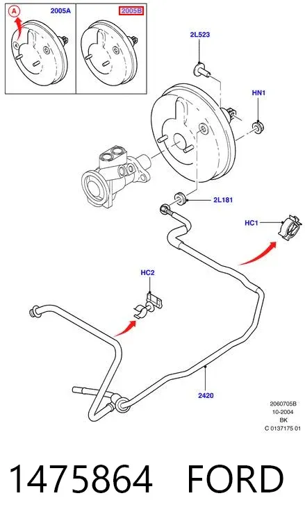 Reforçador dos freios a vácuo 1475864 Ford