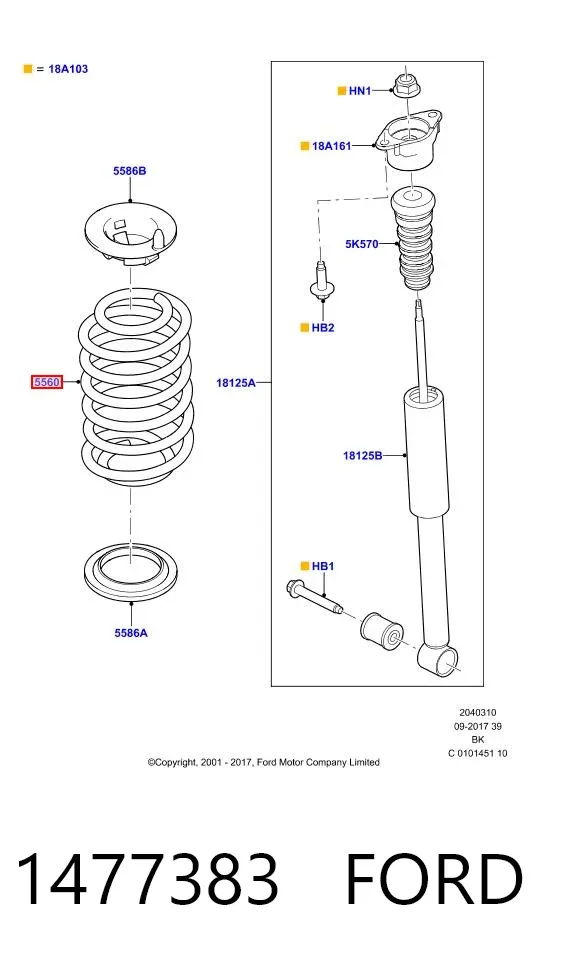 Mola traseira 1477383 Ford