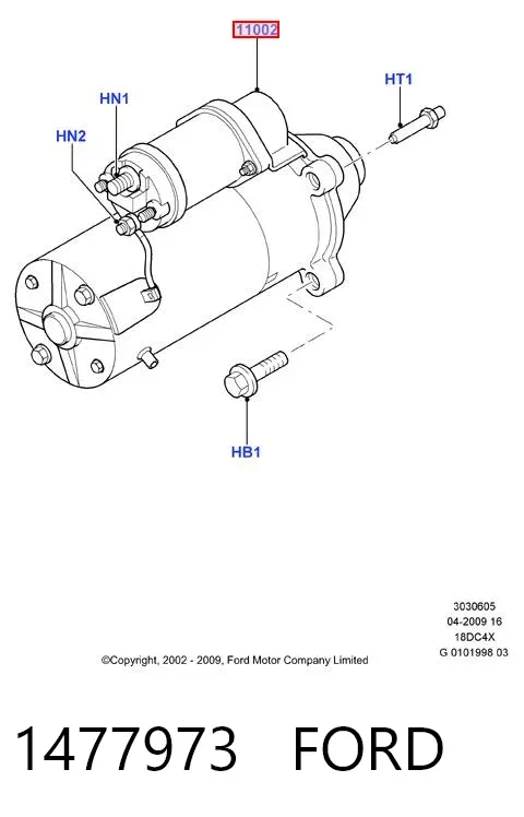 Motor de arranco 1477973 Ford