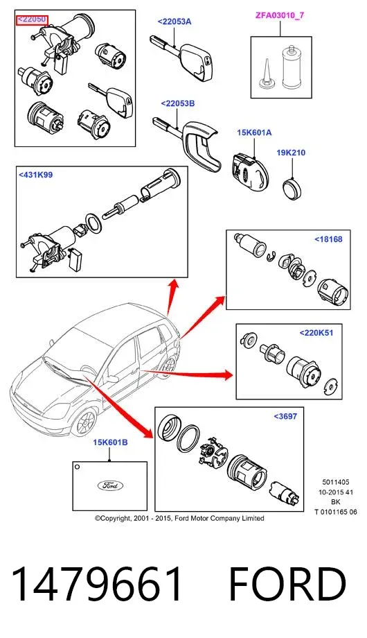 Cilindros de fecho, kit 1479661 Ford