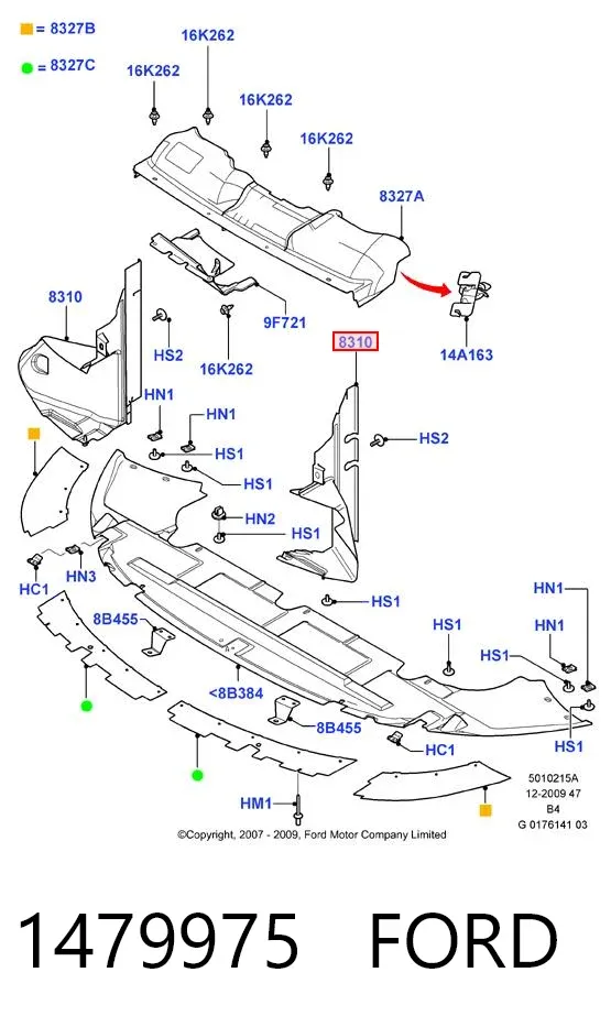 Conduto de ar/defletor do radiador, superior 1479975 Ford
