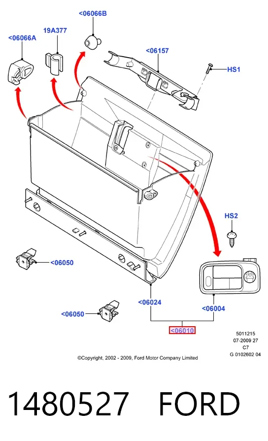 Caixa para porta-luvas (porta-luvas) 1480527 Ford