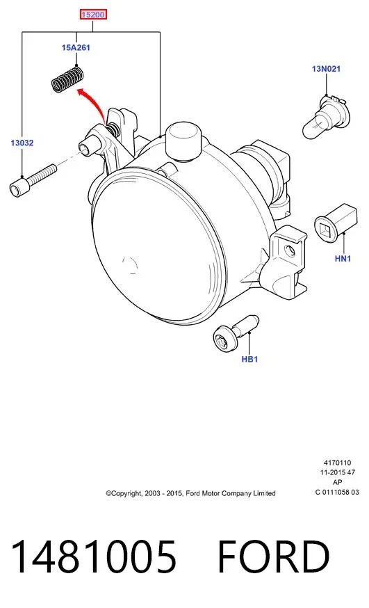 Luzes de nevoeiro direitas 1481005 Ford