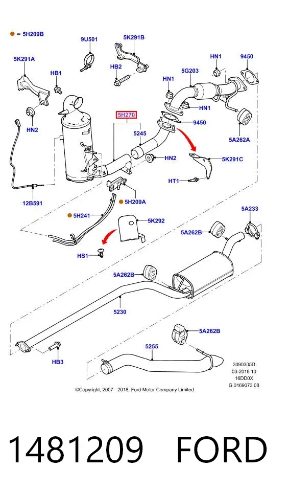 Convertidor - catalisador 1481209 Ford