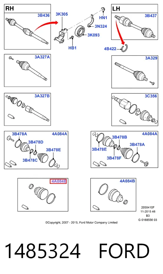 Bota de proteção interna direita de junta homocinética do semieixo dianteiro 1485324 Ford
