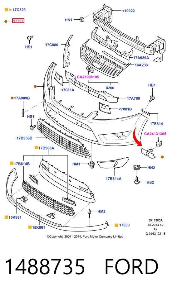 Pára-choque dianteiro 1488735 Ford