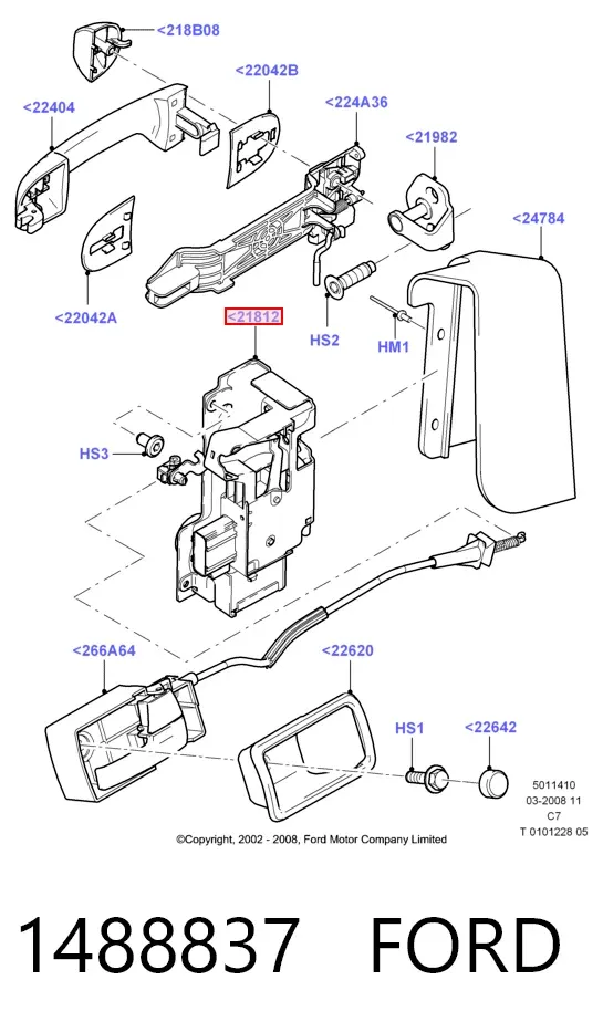 Fecho da porta dianteira esquerda 1488837 Ford