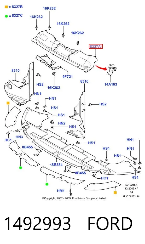 Conduto de ar/defletor do radiador, superior 1492993 Ford