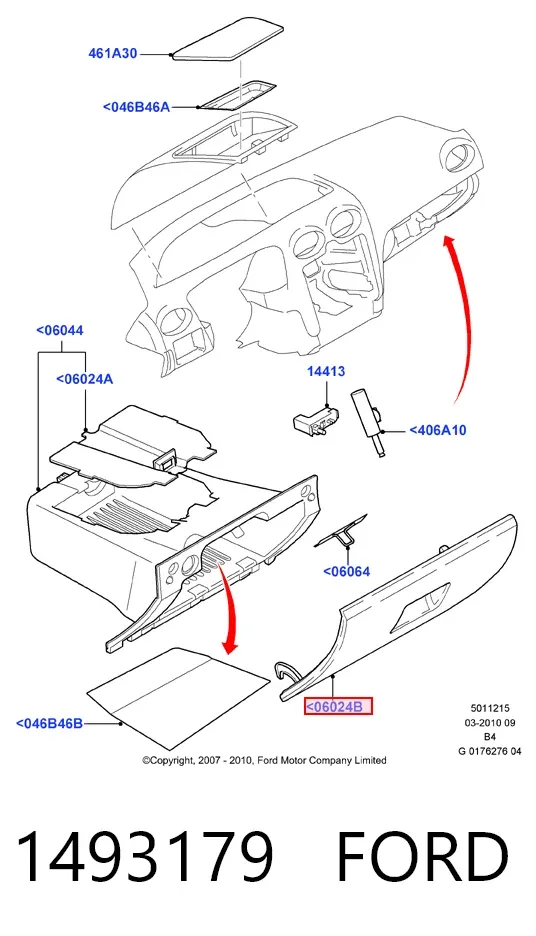 Tampa da caixa para luvas (porta-luvas) Ford Focus II