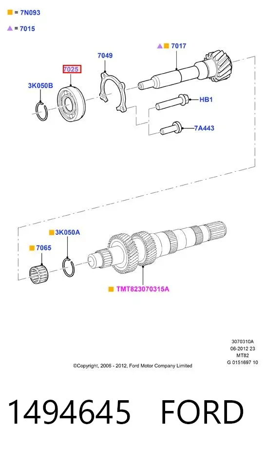 Rolamento da árvore primária da Caixa de Mudança 1494645 Ford