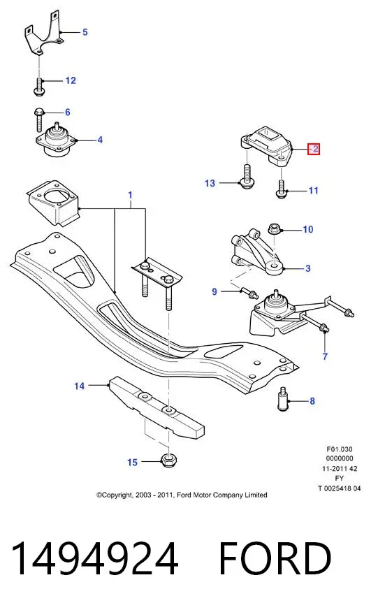 Coxim de transmissão (suporte da caixa de mudança) 1494924 Ford