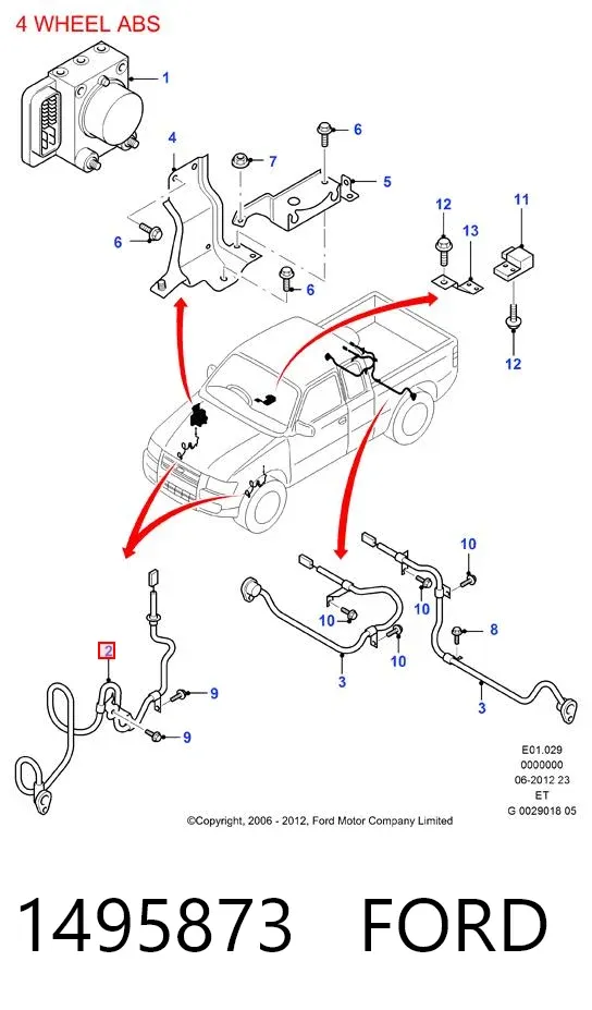 Sensor ABS dianteiro esquerdo 1495873 Ford