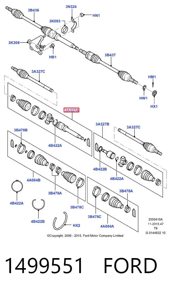 Junta homocinética interna, tripé 1499551 Ford