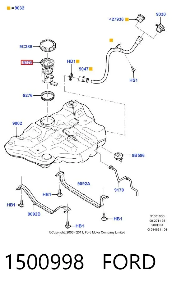 Módulo de bomba de combustível com sensor do nível de combustível 1500998 Ford