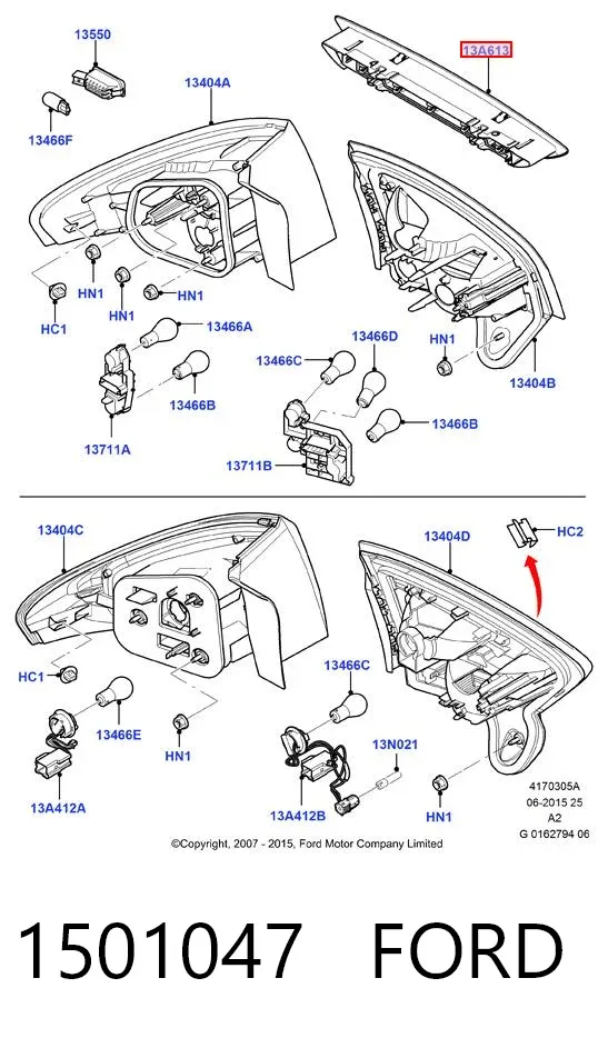 Sinal de parada traseiro adicional 1501047 Ford