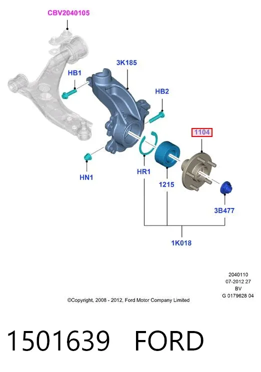 Cubo dianteiro 1501639 Ford