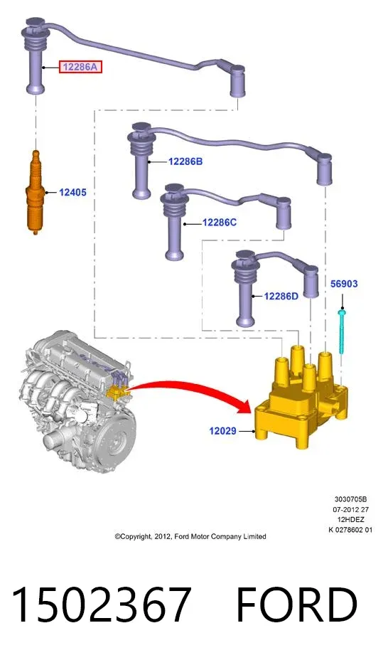 Fios de alta voltagem, kit 1502367 Ford