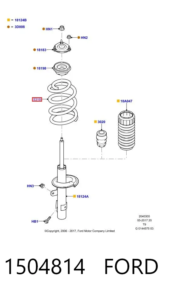 Mola dianteira 1504814 Ford