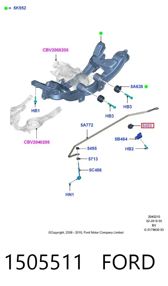 Bucha de estabilizador traseiro 1505511 Ford