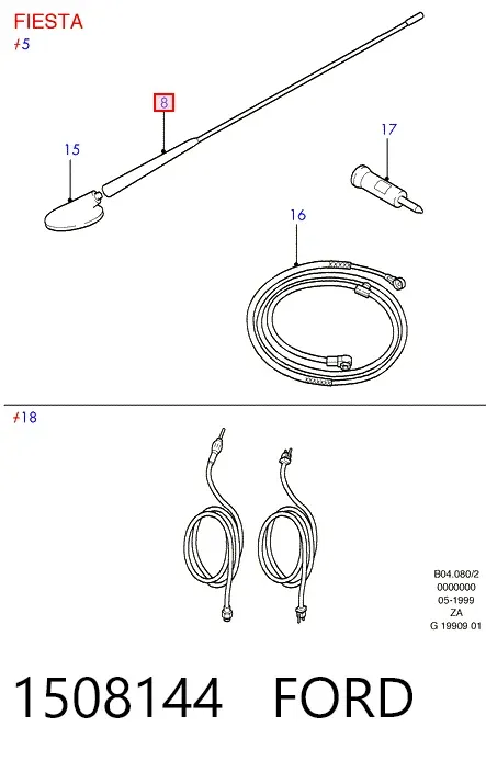 Haste de antena 1508144 Ford