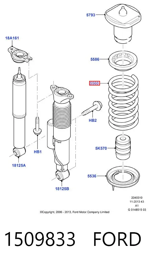 Mola traseira 1509833 Ford