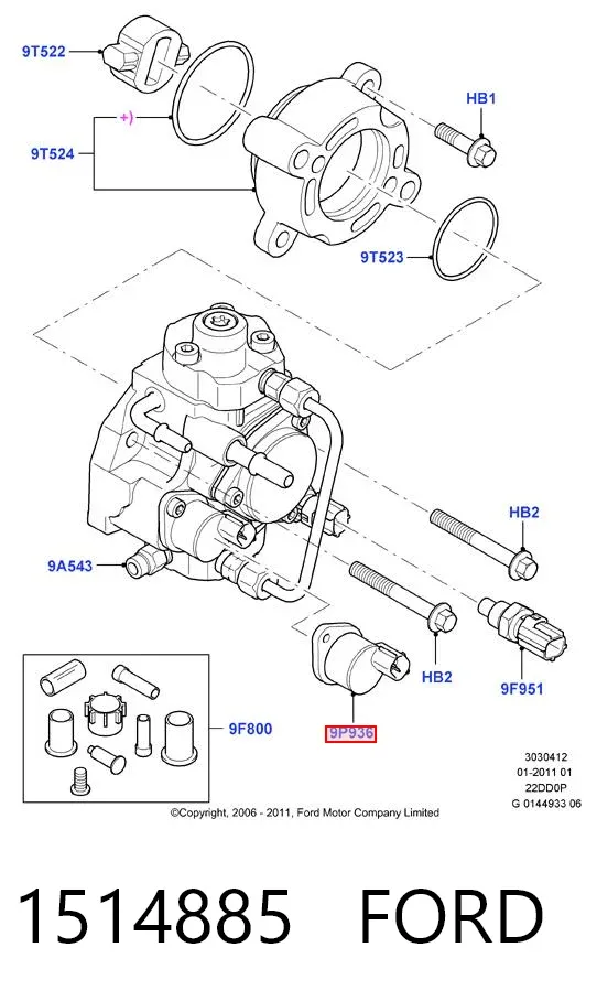 Válvula de regulação de pressão (válvula de redução da Bomba de Combustível de Pressão Alta) Common-Rail-System 1514885 Ford