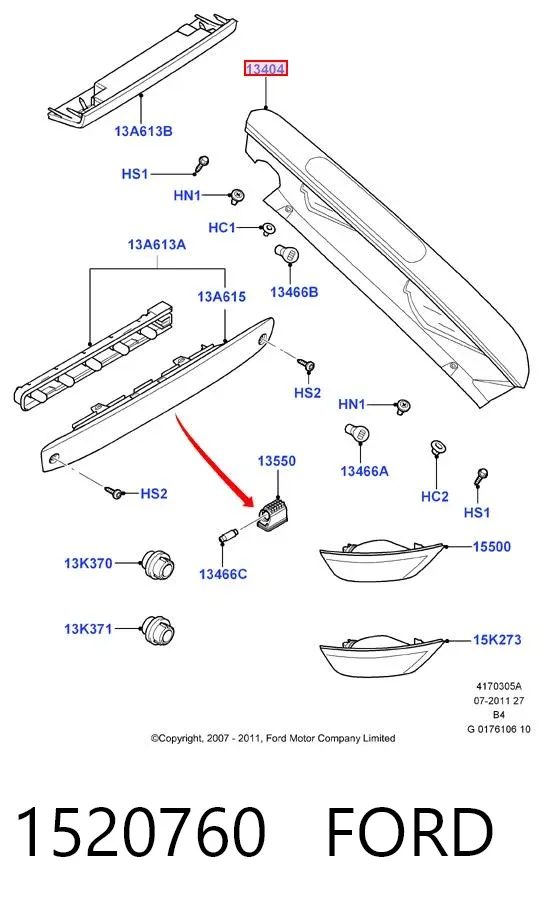 Lanterna traseira direita 1520760 Ford