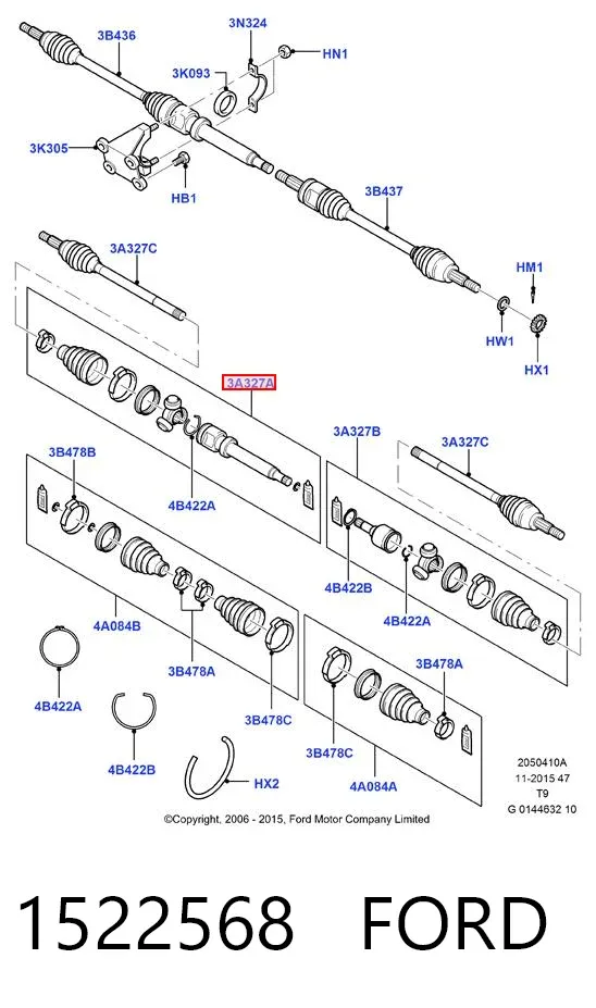 Junta homocinética interna, tripé 1522568 Ford