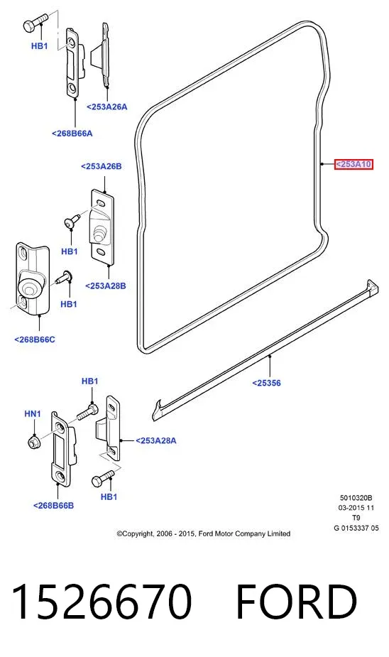 Vedação da porta lateral (deslizante) 1526670 Ford