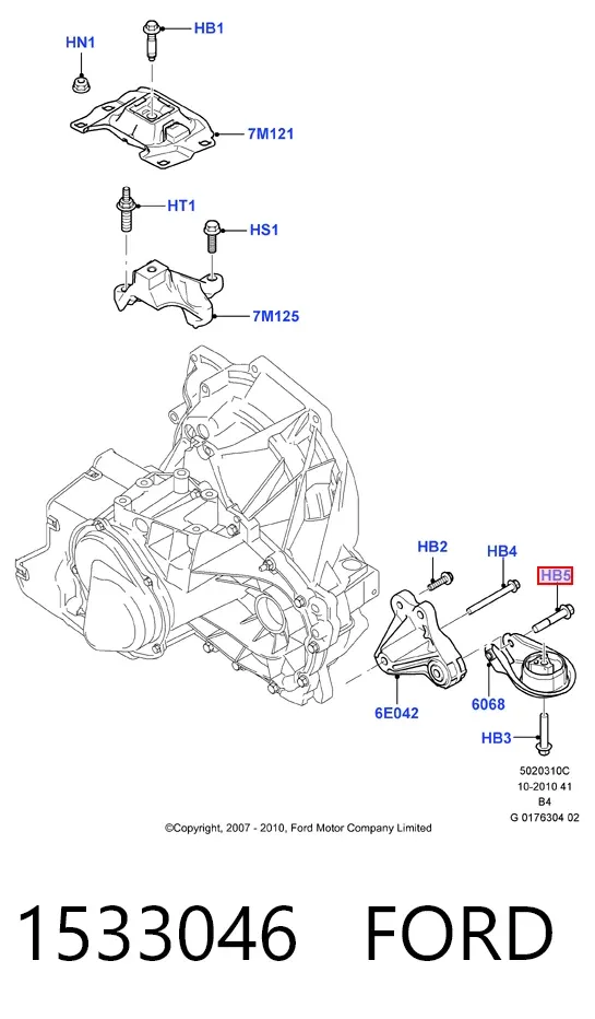 Coxim (suporte) traseiro de motor 1533046 Ford