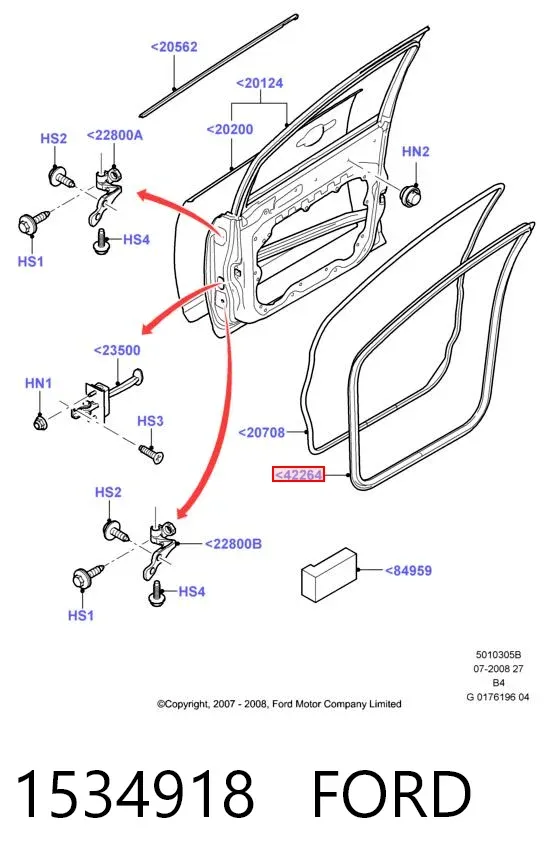 Compactador da porta dianteira (na carroçaria) 1534918 Ford