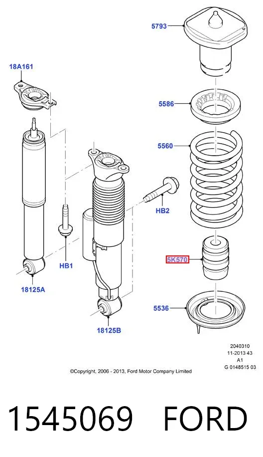 Pára-choque (grade de proteção) de amortecedor traseiro 1545069 Ford