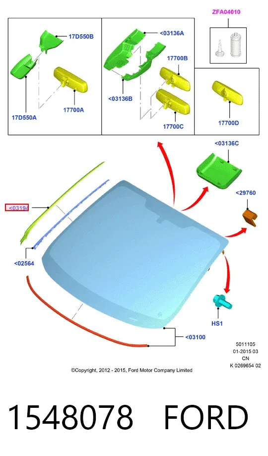 Moldura esquerda de pára-brisas 1548078 Ford