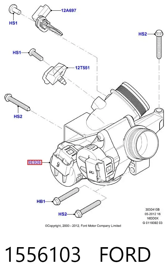 Válvula de borboleta montada 1556103 Ford