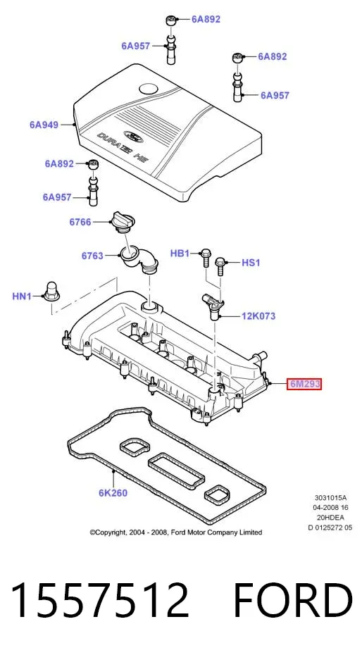 Tampa de válvulas 1557512 Ford