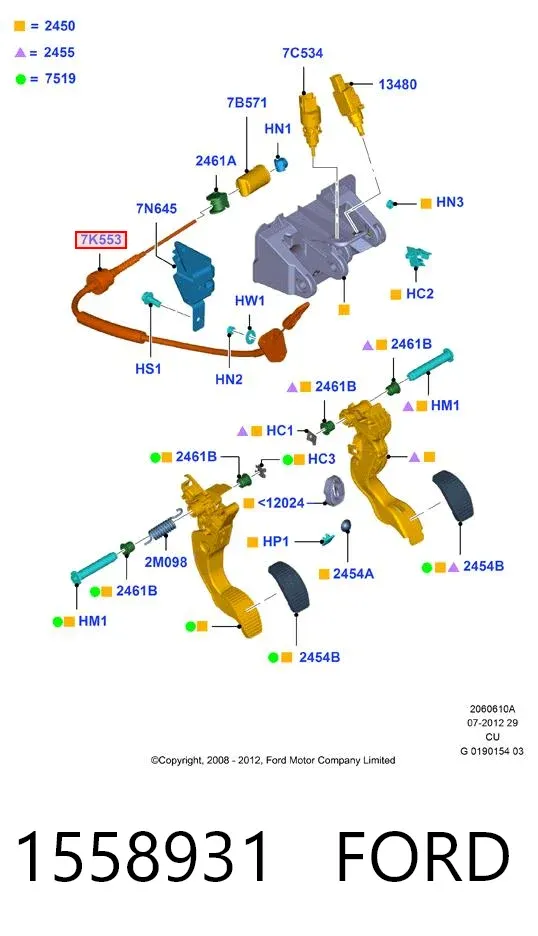 Cabo de embraiagem 1558931 Ford