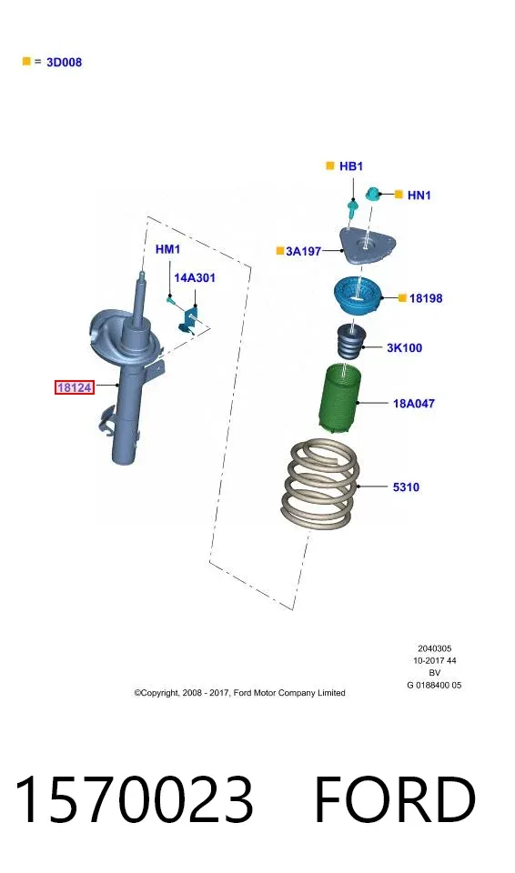 Amortecedor dianteiro direito 1570023 Ford